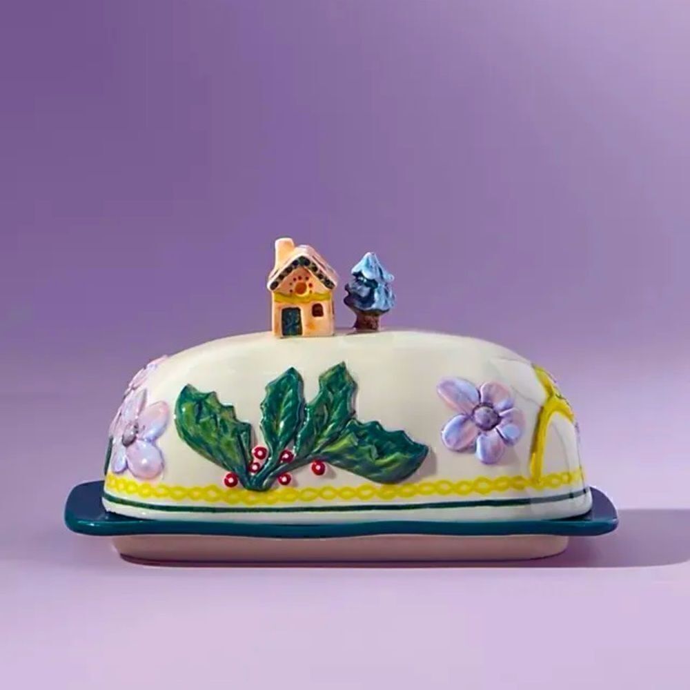 Nathalie Lete holiday butter dish NWOT